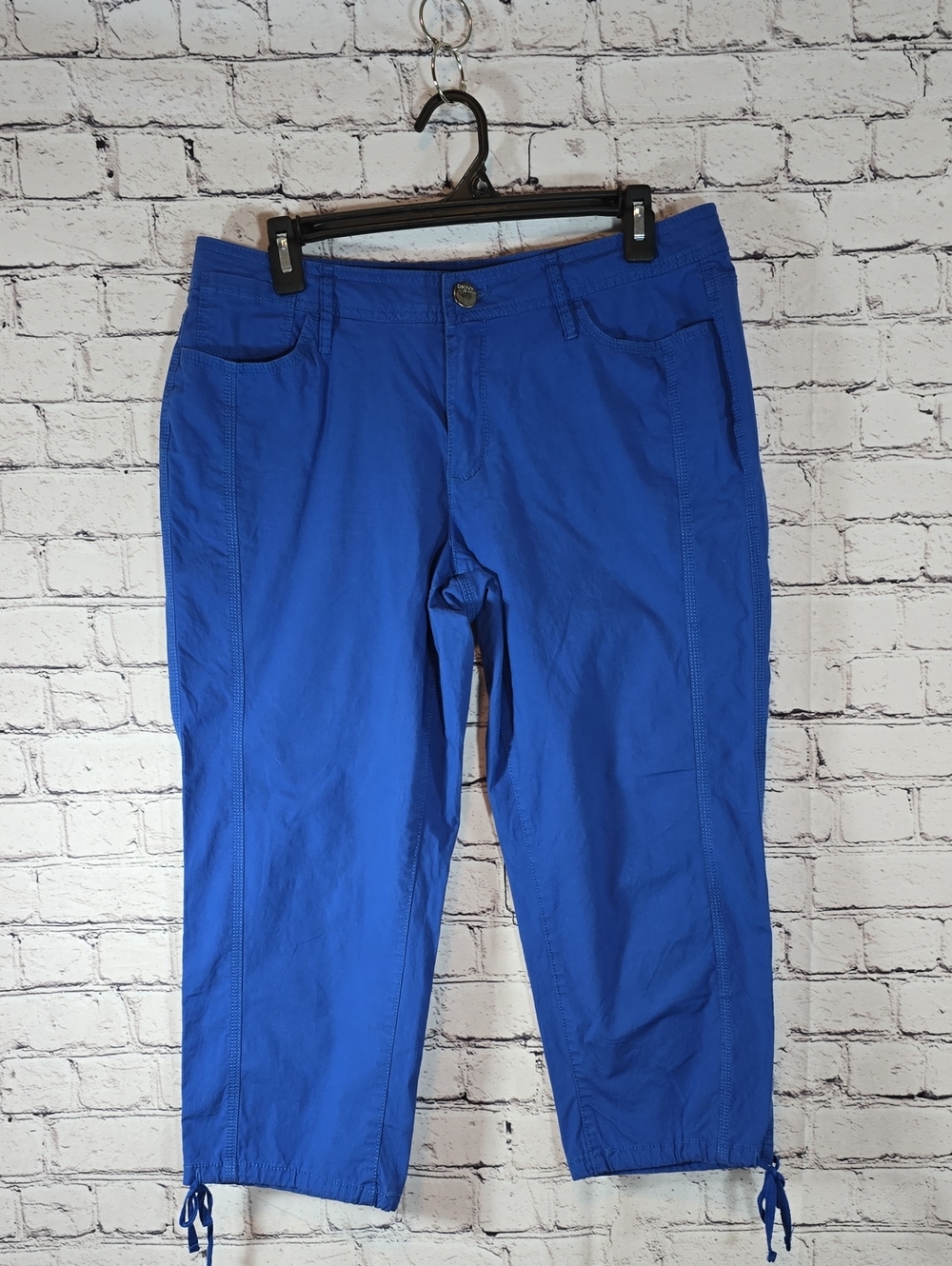 DKNY Cobalt Blue Drawstring Hem Capris Size 10